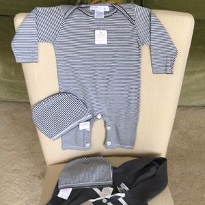 High-end knit sweater/onesie/baby cap set